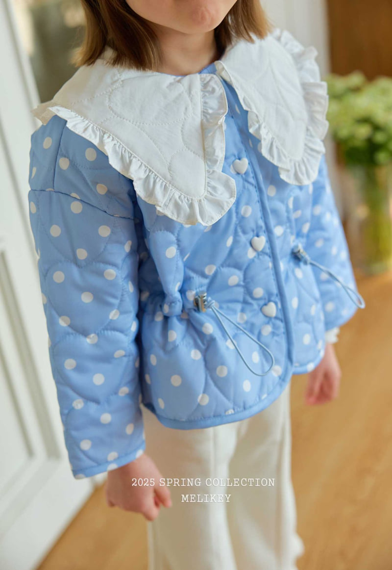 Melikey - Korean Children Fashion - #fashionkids - Dot Collar Quilting Jacket - 6