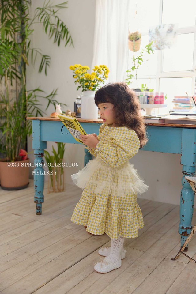 Melikey - Korean Children Fashion - #fashionkids - Check Flower One-piece