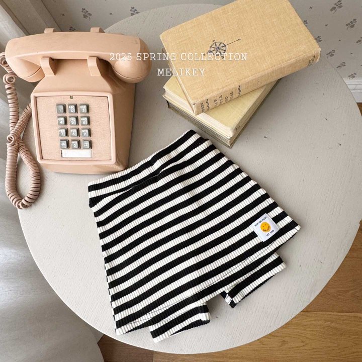 Melikey - Korean Children Fashion - #kidsshorts - Stripe Biker Wrap Leggings