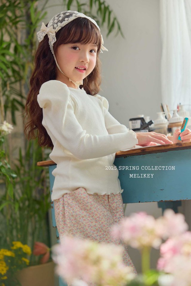 Melikey - Korean Children Fashion - #kidsshorts - Ribbed Puff Tee