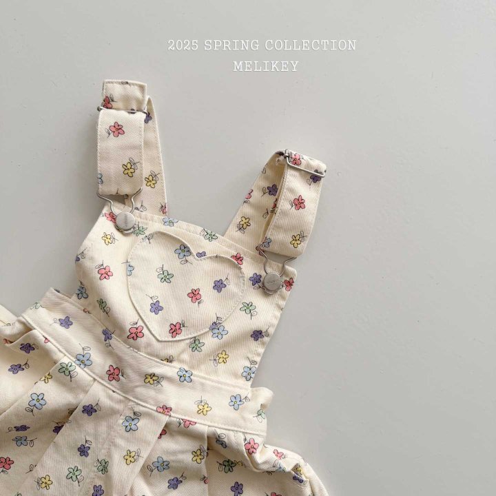 Melikey - Korean Children Fashion - #kidsstore - Spring Flower Suspenders Pants - 5