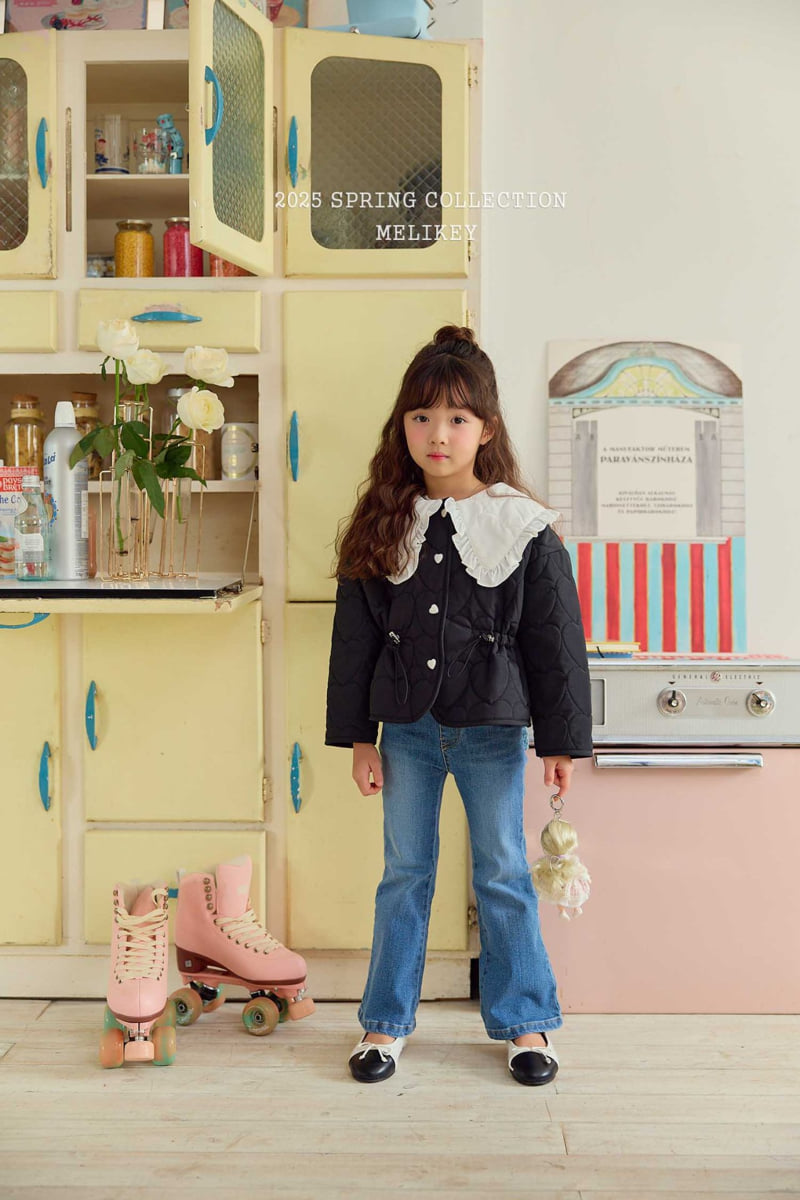 Melikey - Korean Children Fashion - #kidsstore - Black Collar Quilting Jacket - 7