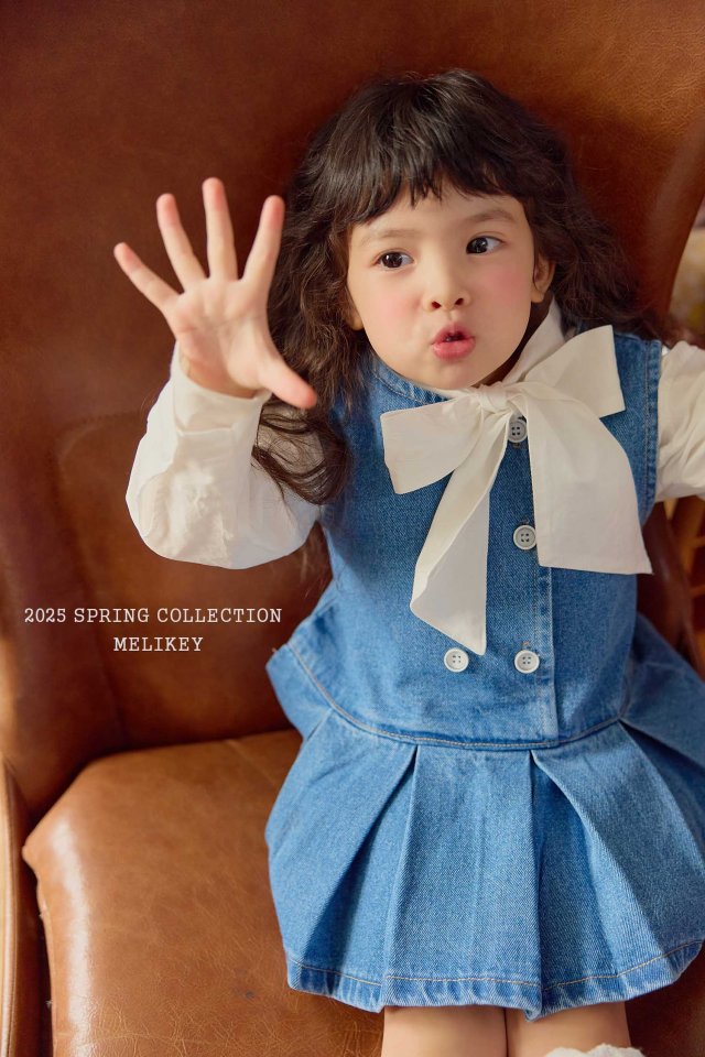 Melikey - Korean Children Fashion - #kidsstore - Big Ribbon Blouse - 6