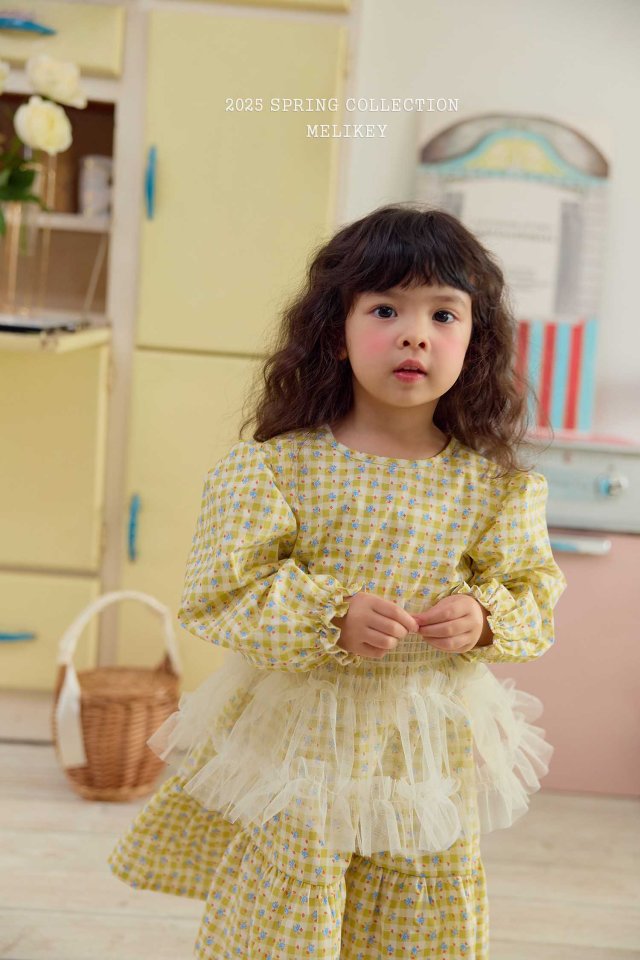 Melikey - Korean Children Fashion - #kidsstore - Check Flower One-piece - 3