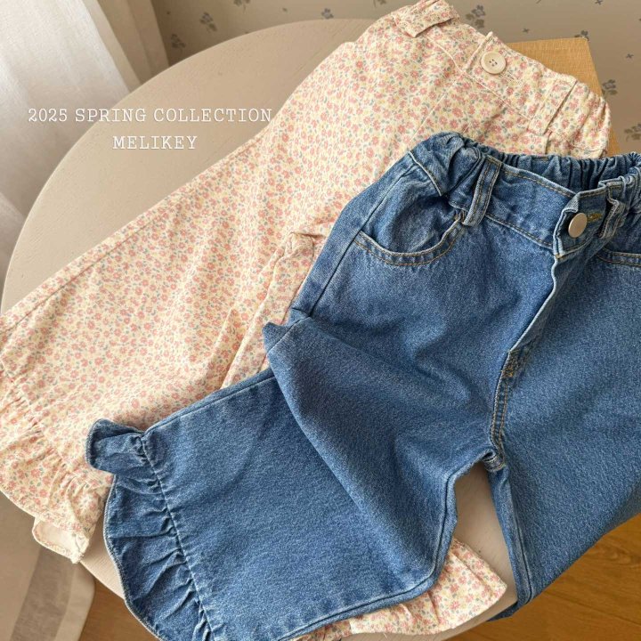 Melikey - Korean Children Fashion - #kidsstore - Denim Frill Pants - 7