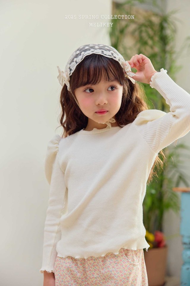 Melikey - Korean Children Fashion - #kidsstore - Ribbed Puff Tee - 2