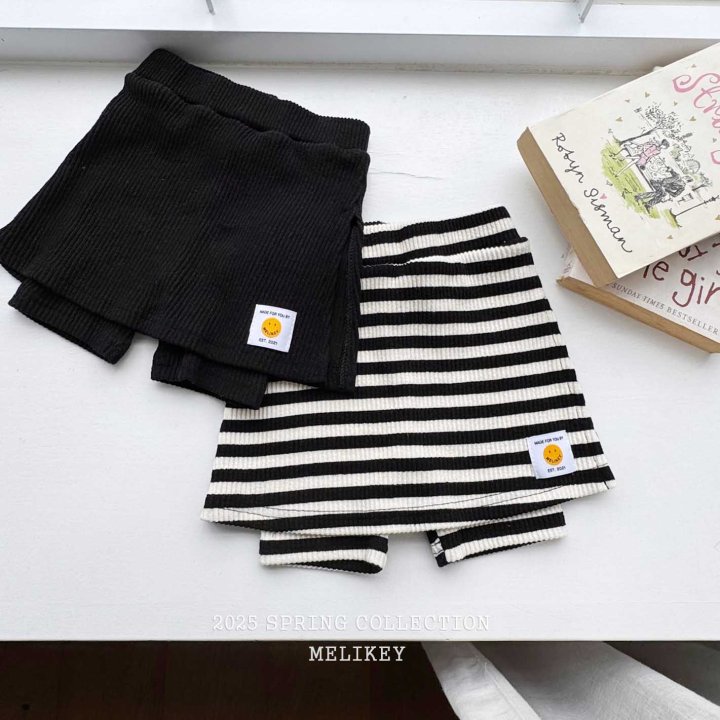 Melikey - Korean Children Fashion - #kidzfashiontrend - Stripe Biker Wrap Leggings - 3