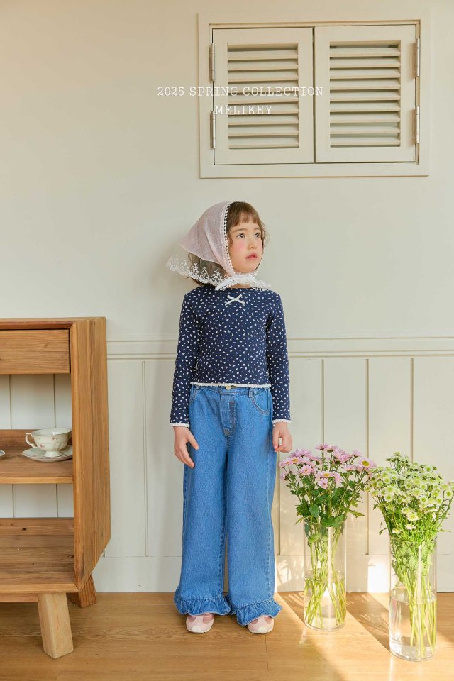 Melikey - Korean Children Fashion - #kidzfashiontrend - Denim Frill Pants - 8
