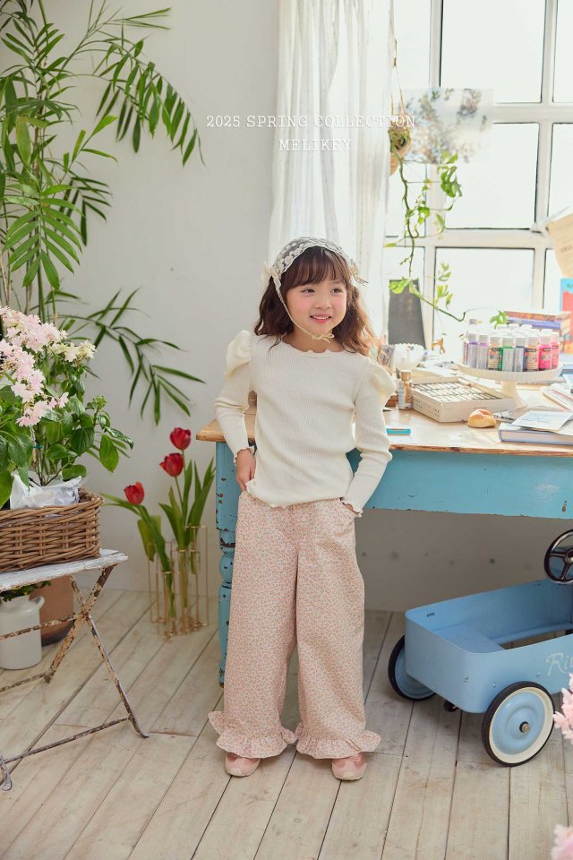Melikey - Korean Children Fashion - #littlefashionista - Spring Flower Frill Pants - 7