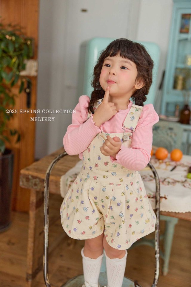 Melikey - Korean Children Fashion - #minifashionista - Spring Flower Suspenders Pants - 10