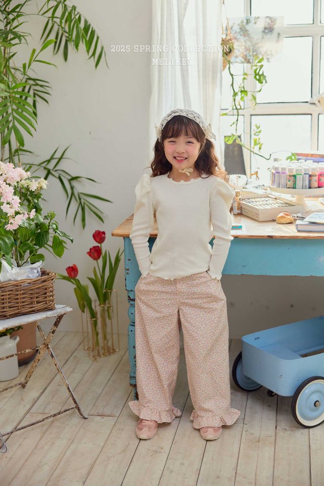 Melikey - Korean Children Fashion - #minifashionista - Spring Flower Frill Pants - 9