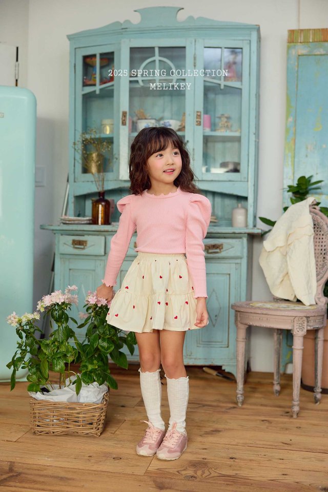 Melikey - Korean Children Fashion - #minifashionista - Heart Embroidery Skirt
