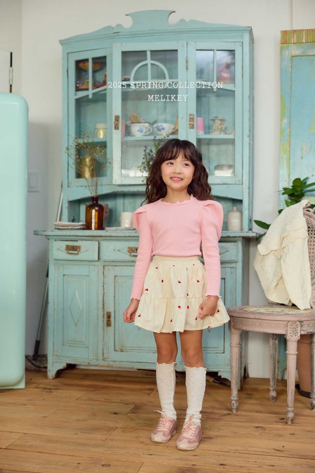 Melikey - Korean Children Fashion - #prettylittlegirls - Heart Embroidery Skirt - 2