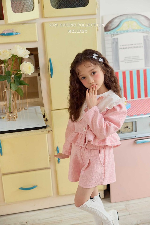 Melikey - Korean Children Fashion - #toddlerclothing - Tweed Frill Set - 4