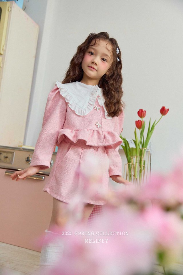 Melikey - Korean Children Fashion - #todddlerfashion - Tweed Frill Set - 2