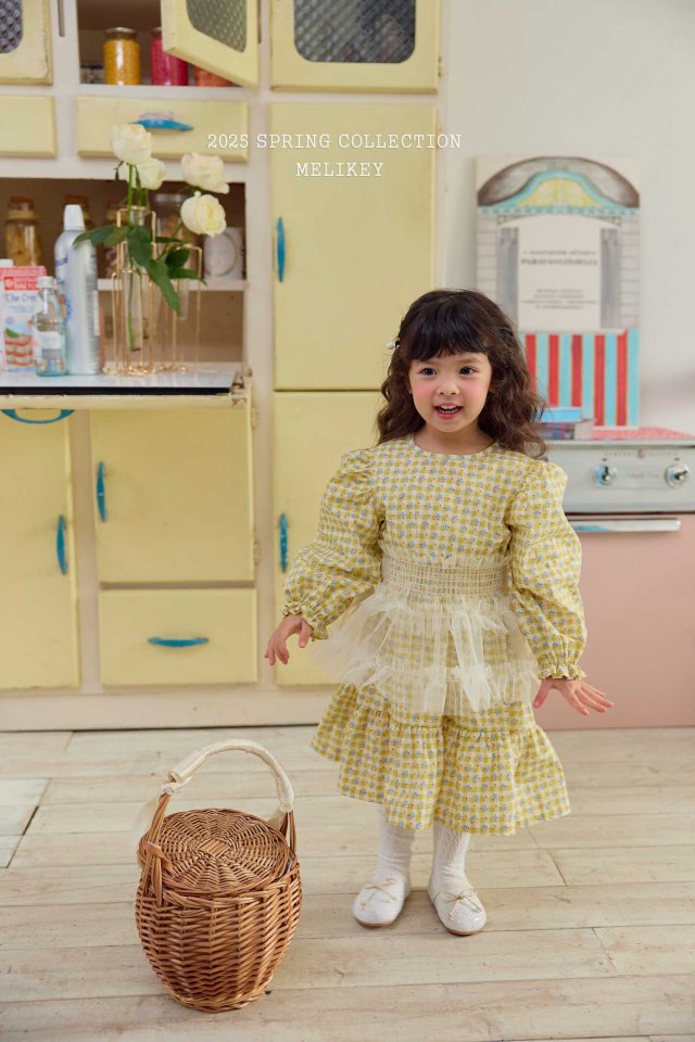 Melikey - Korean Children Fashion - #todddlerfashion - Check Flower One-piece - 10