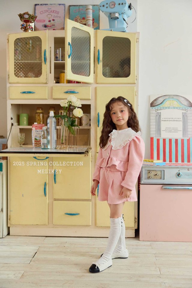 Melikey - Korean Children Fashion - #toddlerclothing - Tweed Frill Set - 3