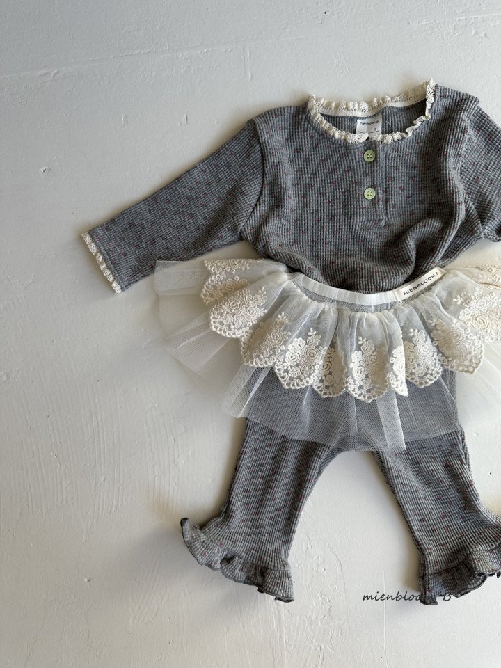 Mienbloom B - Korean Baby Fashion - #babyboutiqueclothing - Bebe Waffle Flower Frill Pants - 8