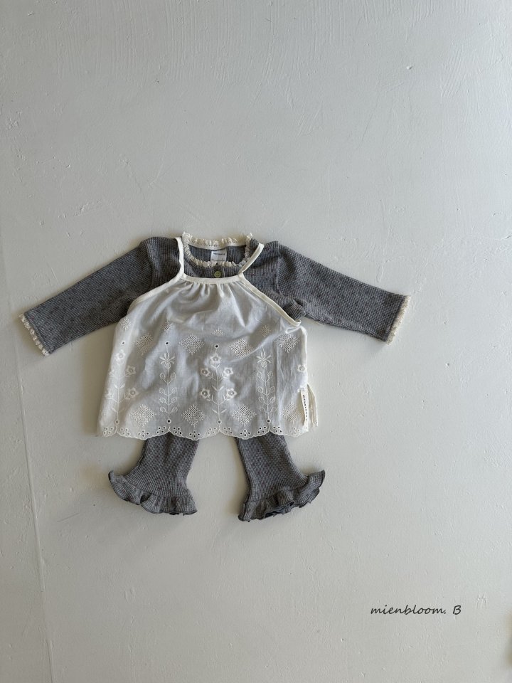 Mienbloom B - Korean Baby Fashion - #babyclothing - Bebe Waffle Flower Tee - 8