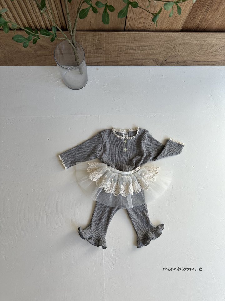 Mienbloom B - Korean Baby Fashion - #babyfashion - Bebe Waffle Flower Tee - 9
