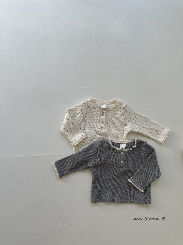 Mienbloom B - Korean Baby Fashion - #babyoutfit - Bebe Waffle Flower Tee