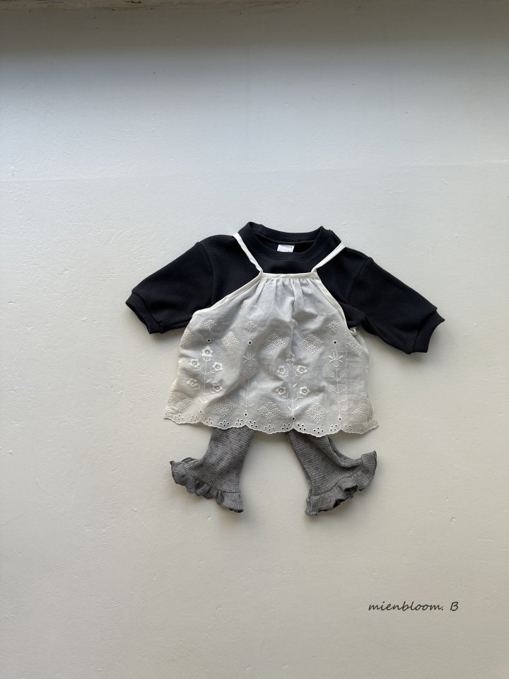 Mienbloom B - Korean Baby Fashion - #smilingbaby - Bebe Waffle Flower Frill Pants - 6
