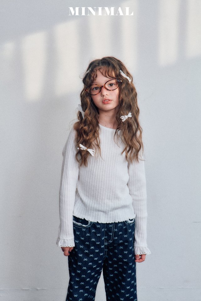 Minimal - Korean Children Fashion - #childofig - Ribbon Lace Denim Pants - 7