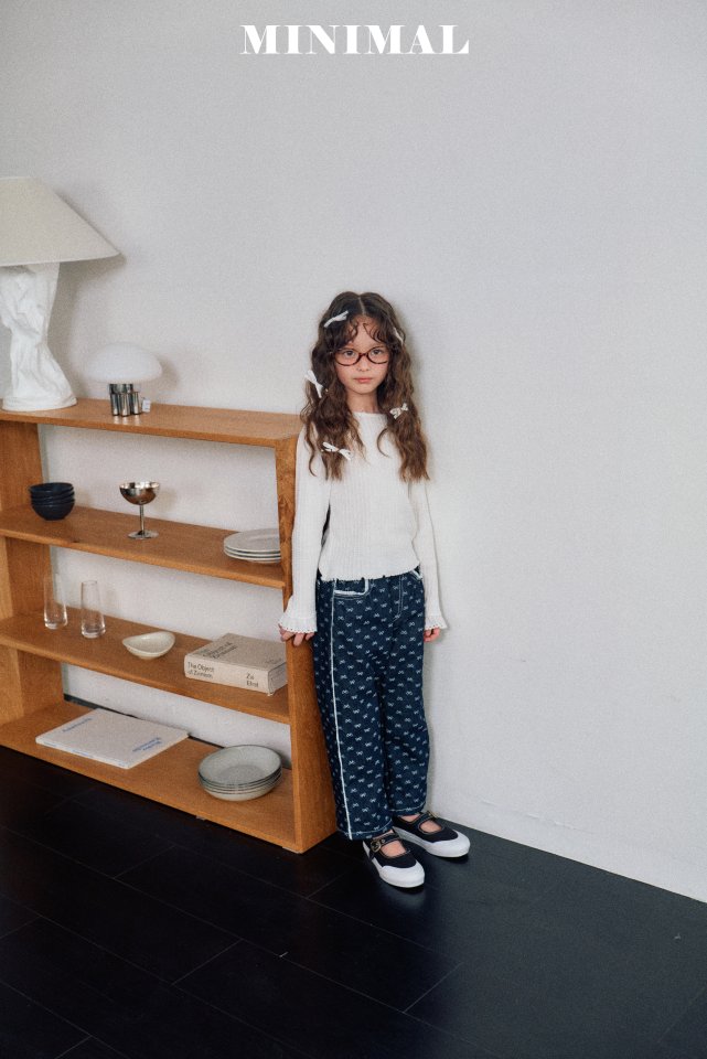 Minimal - Korean Children Fashion - #childrensboutique - Ribbon Lace Denim Pants - 8