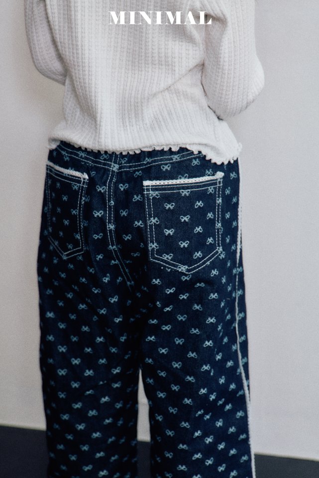 Minimal - Korean Children Fashion - #fashionkids - Ribbon Lace Denim Pants - 11