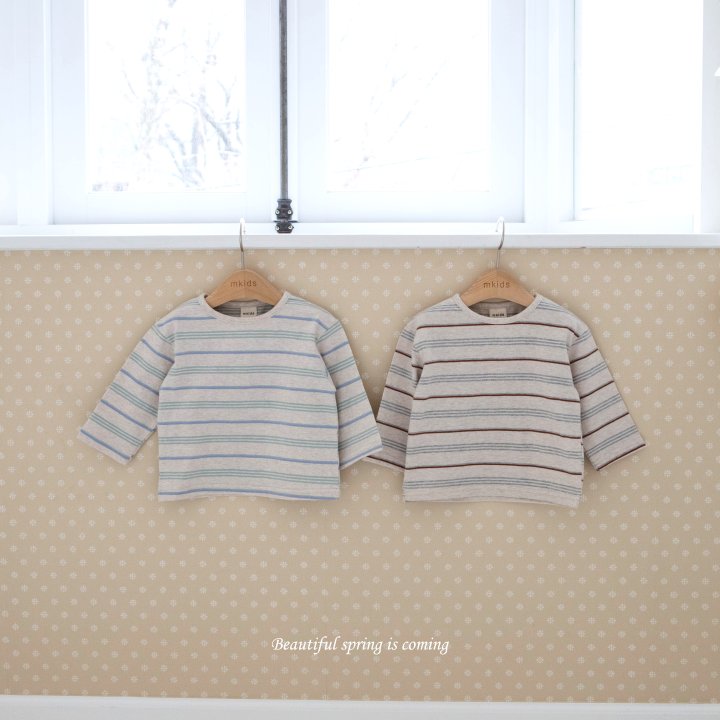 Mkids - Korean Baby Fashion - #babyoutfit - Cream Stripe Tee