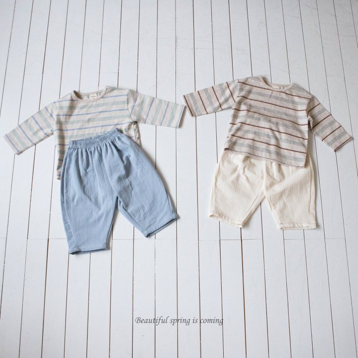Mkids - Korean Baby Fashion - #onlinebabyshop - Cream Stripe Tee - 5