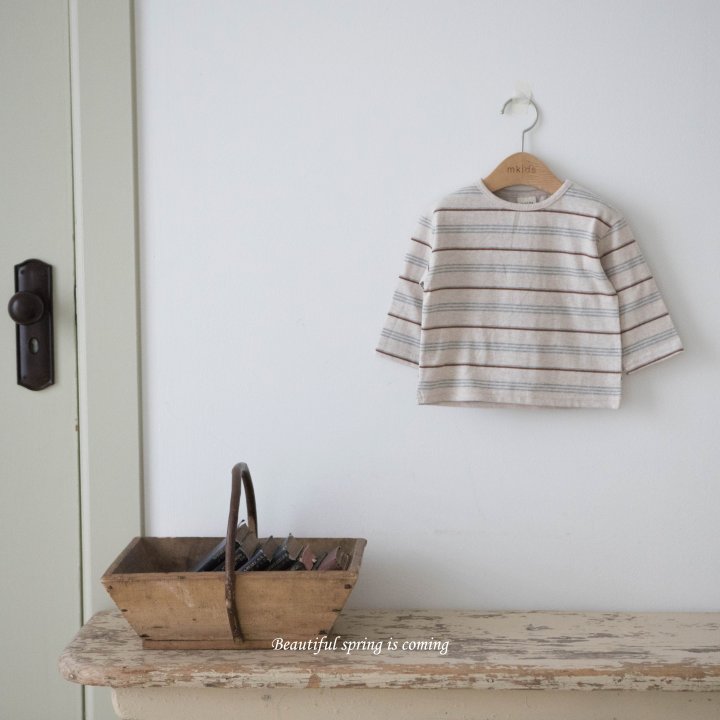 Mkids - Korean Baby Fashion - #smilingbaby - Cream Stripe Tee - 6