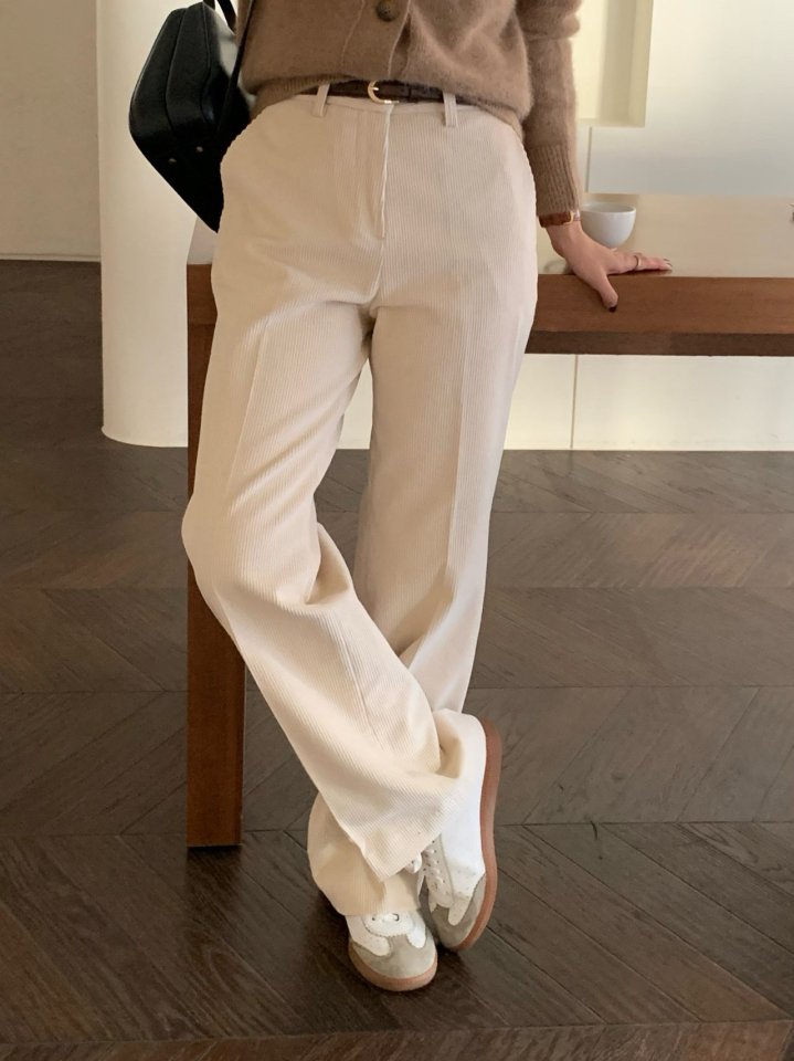 Moani - Korean Women Fashion - #momslook - Corduroy Semi Wide Pants - 7
