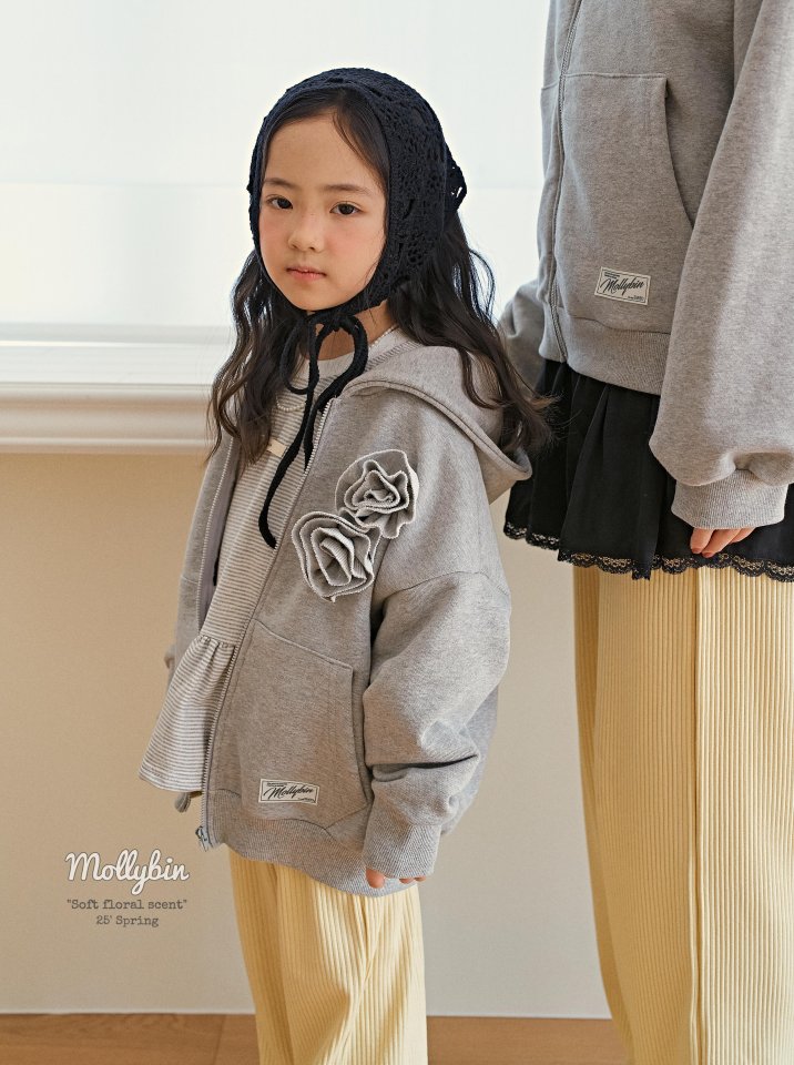 Mollybin - Korean Children Fashion - #Kfashion4kids - Flower Hooded Zip-up Jacket - 8