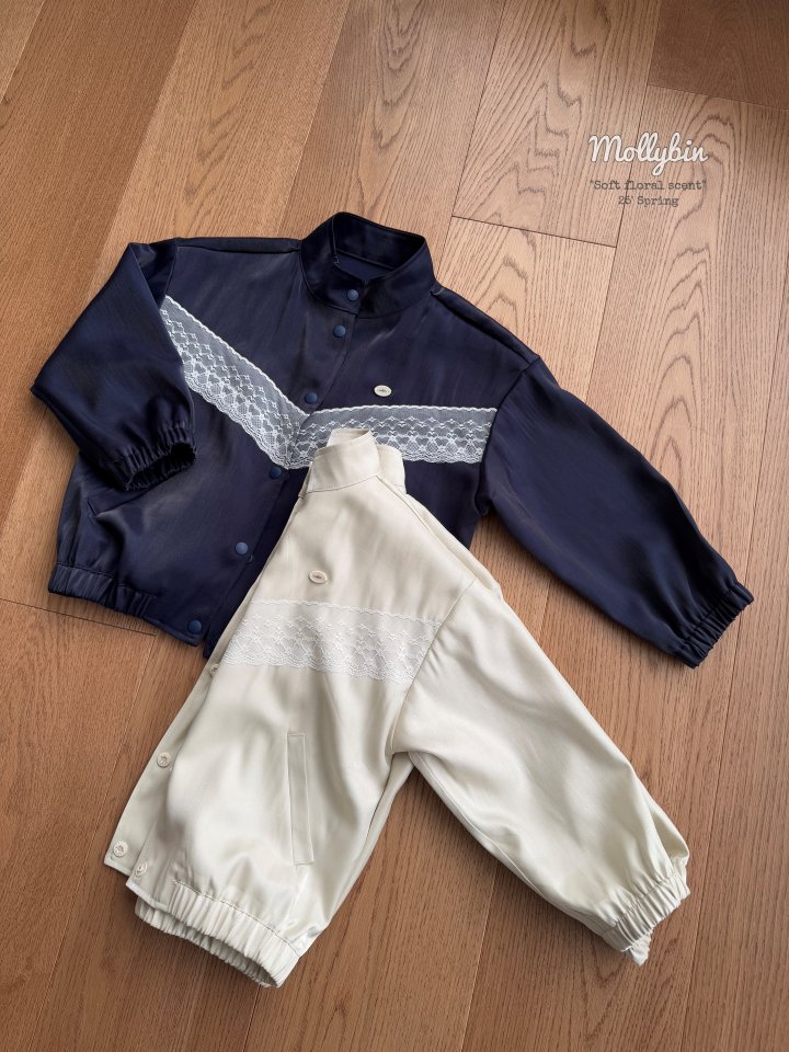 Mollybin - Korean Children Fashion - #childofig - Satin Lace Jacket - 12