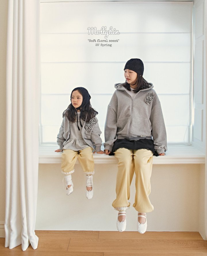 Mollybin - Korean Children Fashion - #discoveringself - Flower Hooded Zip-up Jacket - 3