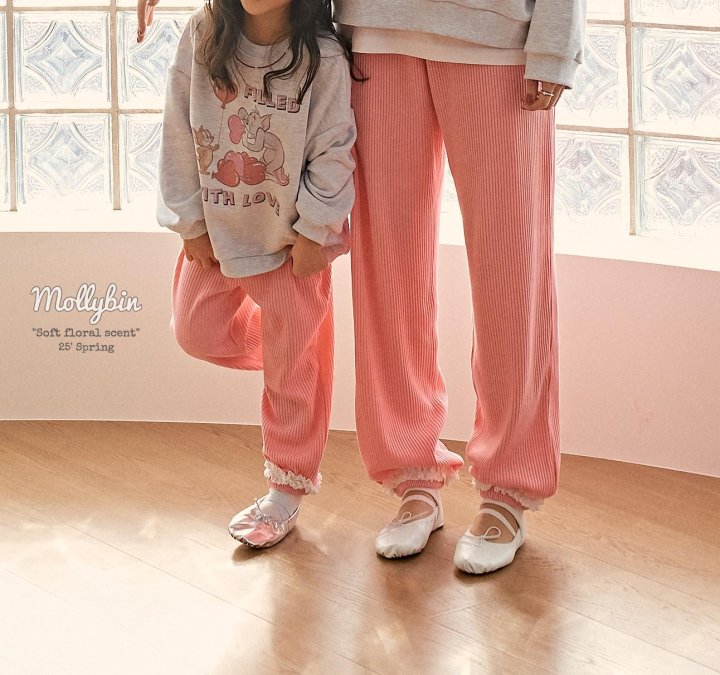 Mollybin - Korean Children Fashion - #kidsshorts - Love Ribbed Pants