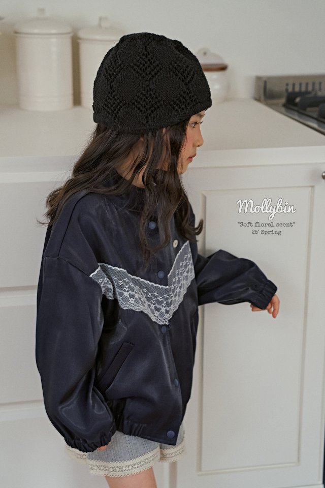 Mollybin - Korean Children Fashion - #kidsshorts - Satin Lace Jacket