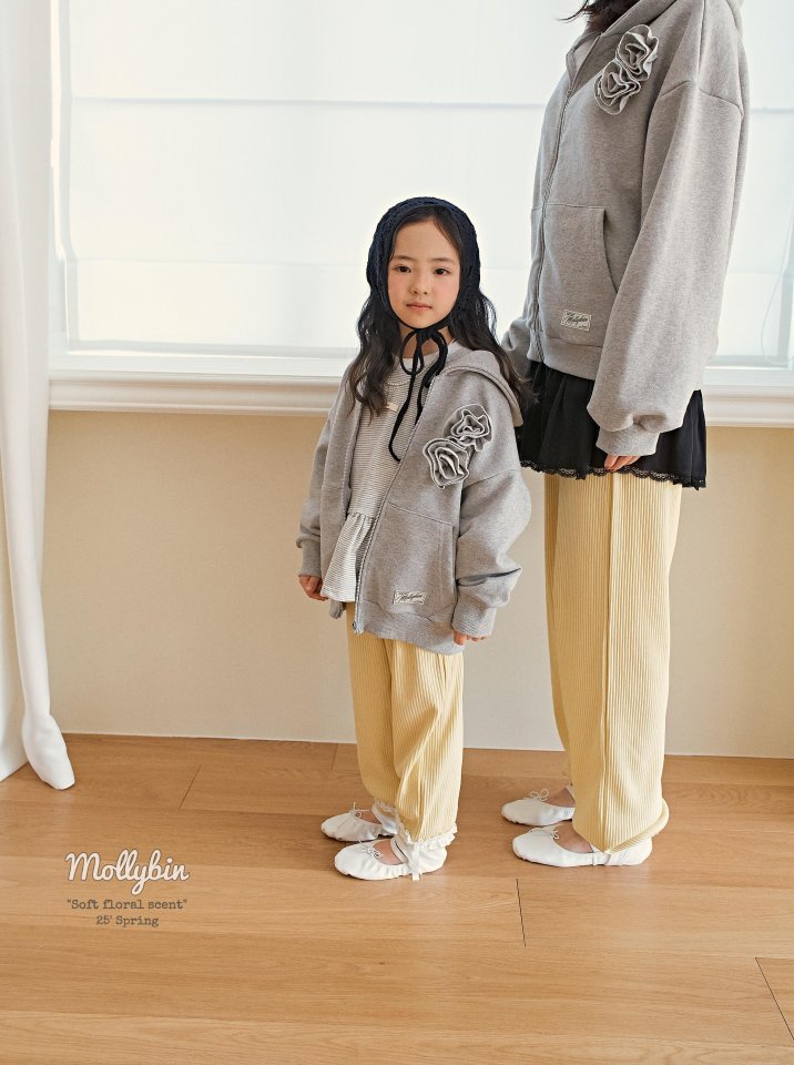 Mollybin - Korean Children Fashion - #kidsstore - Flower Hooded Zip-up Jacket - 6