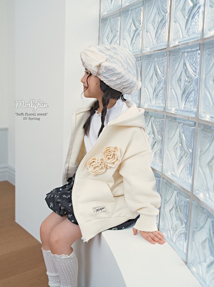 Mollybin - Korean Children Fashion - #minifashionista - Flower Hooded Zip-up Jacket - 11
