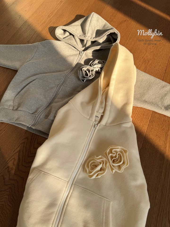 Mollybin - Korean Children Fashion - #prettylittlegirls - Flower Hooded Zip-up Jacket - 12