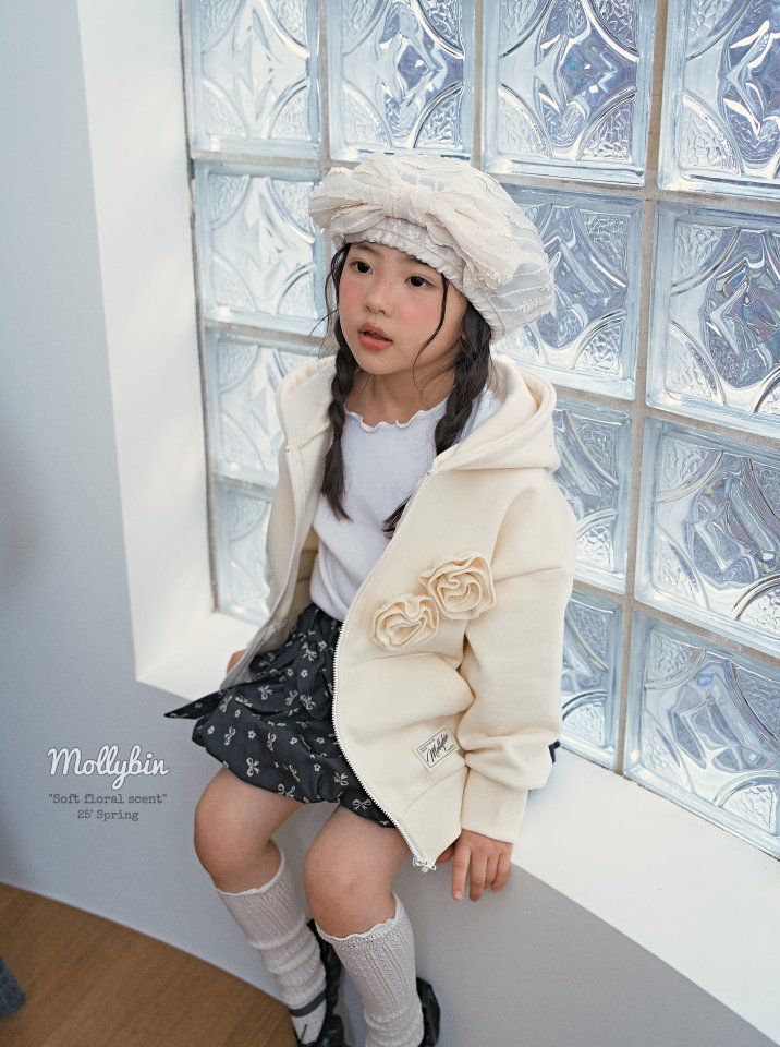 Mollybin - Korean Women Fashion - #momslook - Flower Hooded Zip-up Jacket MOM - 11