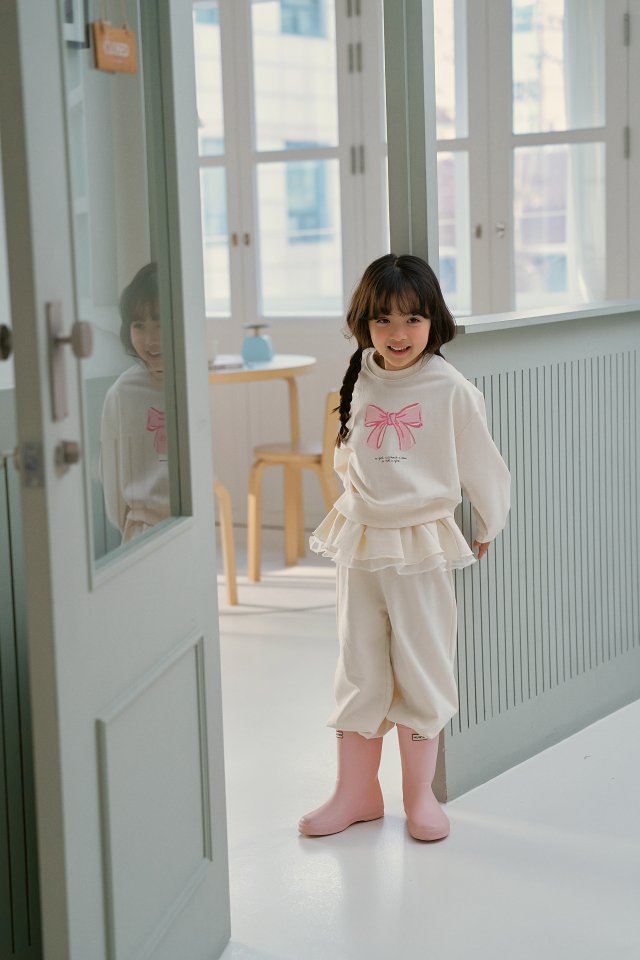 Momo Ann - Korean Children Fashion - #prettylittlegirls - Ribbon Top Bottom Set - 3