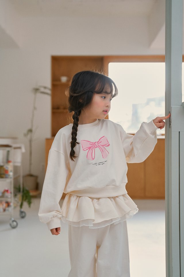 Momo Ann - Korean Children Fashion - #prettylittlegirls - Ribbon Top Bottom Set - 4