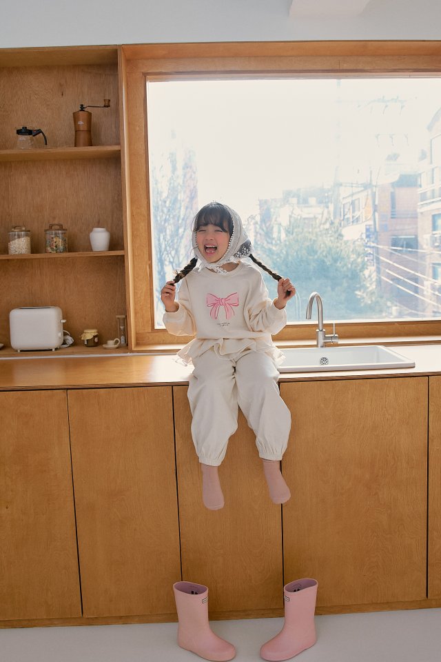 Momo Ann - Korean Children Fashion - #toddlerclothing - Ribbon Top Bottom Set - 5