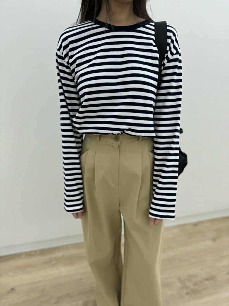 Most - Korean Women Fashion - #vintageinspired - Dint Stripe Tee - 2