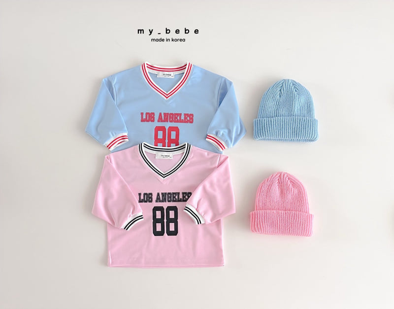 My Bebe - Korean Baby Fashion - #onlinebabyshop - V-neck Print Tee - 4