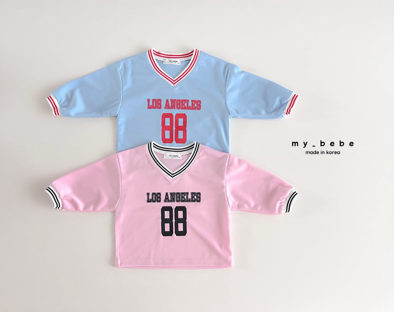 My Bebe - Korean Baby Fashion - #babyboutique - V-neck Print Tee - 5