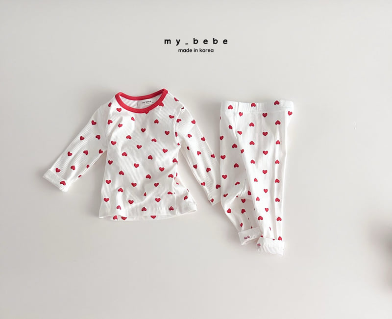 My Bebe - Korean Baby Fashion - #babyclothing - Ribbed Heart Easywear - 8