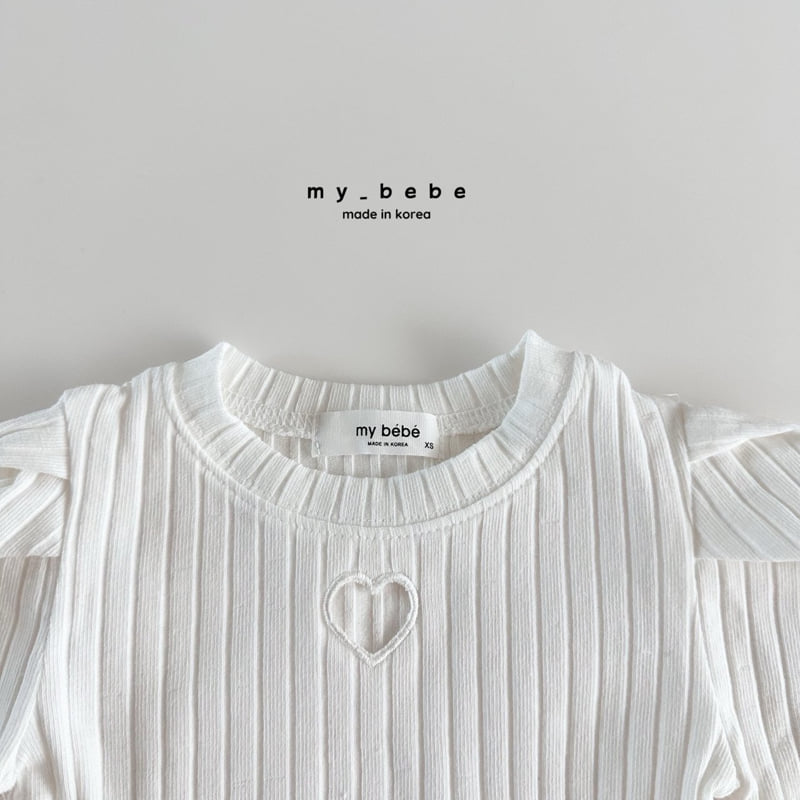 My Bebe - Korean Baby Fashion - #babyclothing - Heart Embroidered Shirring Tee - 11